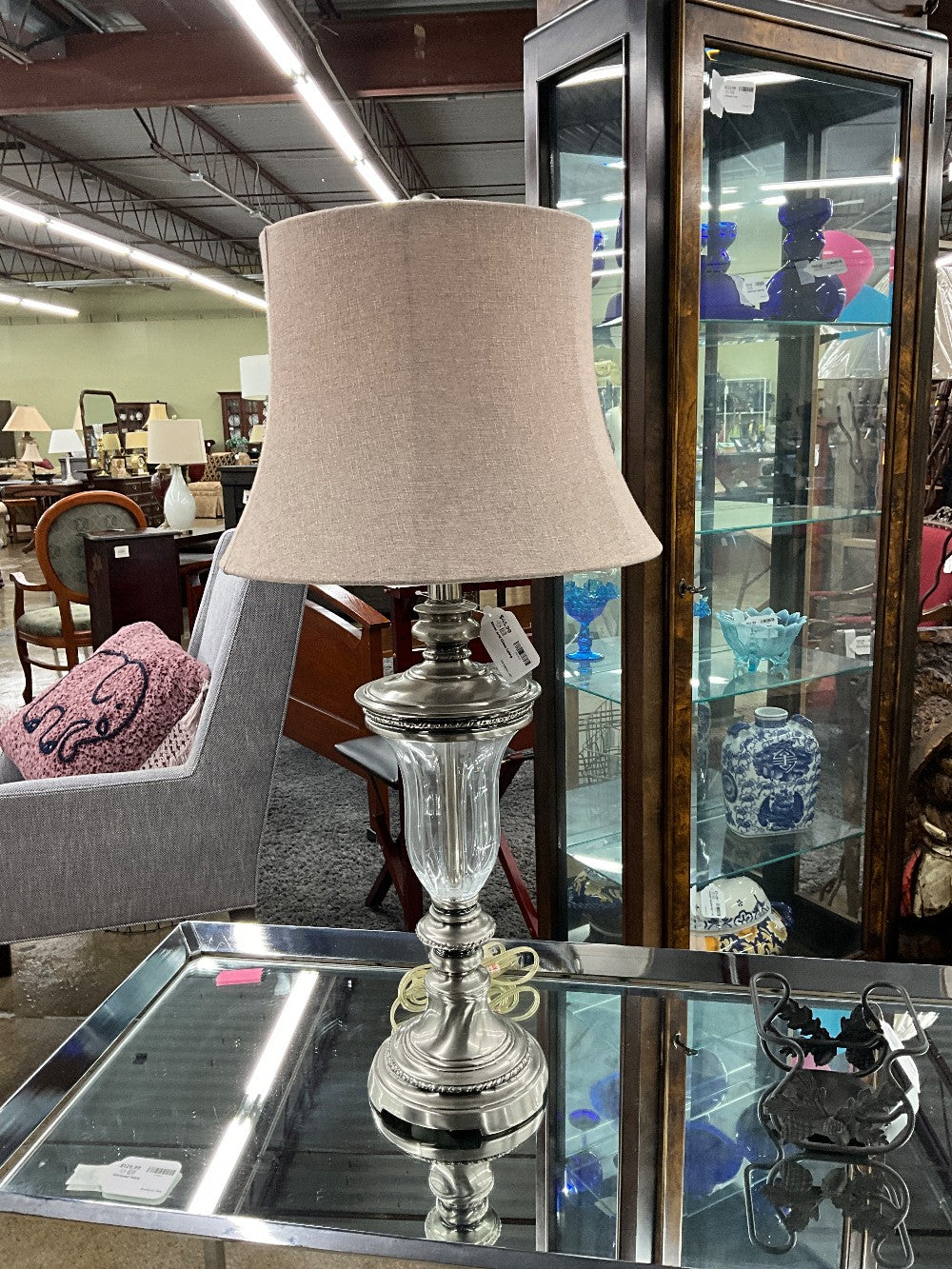 Silver and Glass Lamp